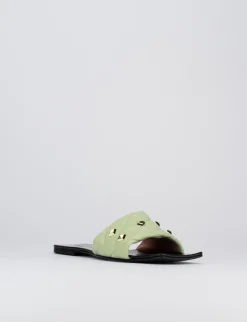 Ciabatta da passeggio tacco 1 cm verde pelle