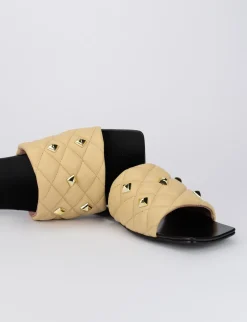 Ciabatta da passeggio tacco 1 cm beige pelle