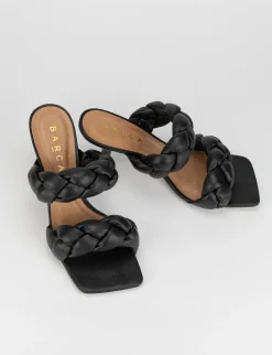 Ciabatta da passeggio tacco 5 cm nero pelle