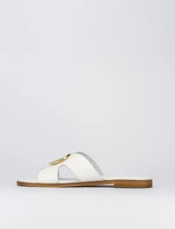 Ciabatta da passeggio tacco 1 cm bianco pelle