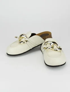 Ciabatta da passeggio tacco 1 cm bianco pelle