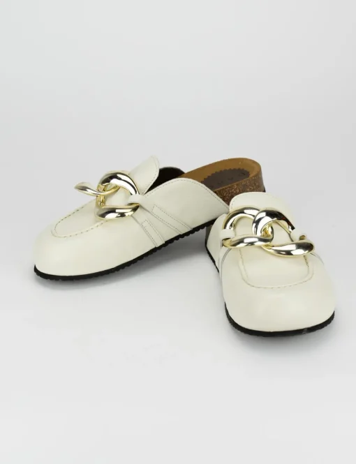 Ciabatta da passeggio tacco 1 cm bianco pelle