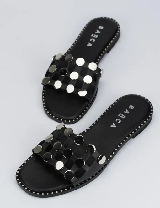Ciabatta da passeggio tacco 1 cm nero pelle