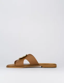Ciabatta da passeggio tacco 1 cm marrone pelle