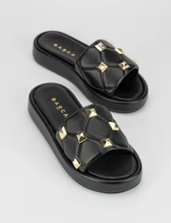 Ciabatta da passeggio tacco 1 cm nero pelle
