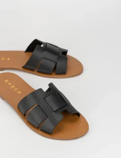 Ciabatta da passeggio tacco 1 cm nero pelle