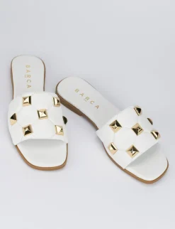 Ciabatta da passeggio tacco 1 cm bianco pelle
