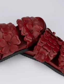 Ciabatta da passeggio tacco 1 cm rosso pelle