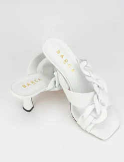 Ciabatta da passeggio tacco 8.5 cm bianco pelle