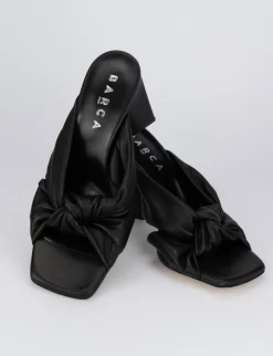 Ciabatta da passeggio tacco 8 cm nero pelle