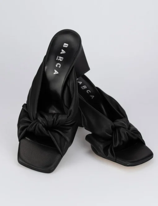 Ciabatta da passeggio tacco 8 cm nero pelle