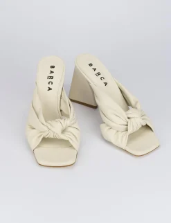 Ciabatta da passeggio tacco 8 cm bianco pelle