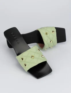 Ciabatta da passeggio tacco 1 cm verde pelle