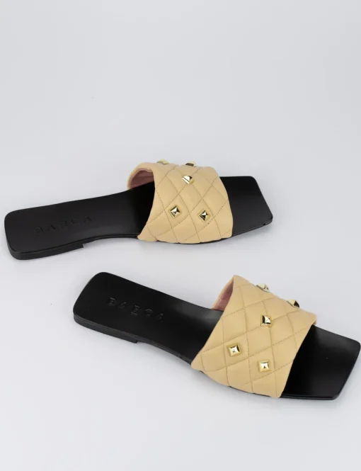 Ciabatta da passeggio tacco 1 cm beige pelle
