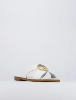 Ciabatta da passeggio tacco 1 cm bianco pelle