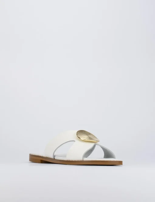 Ciabatta da passeggio tacco 1 cm bianco pelle