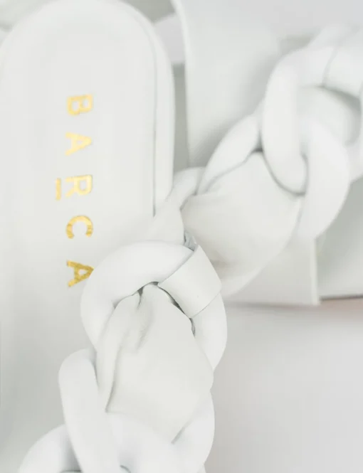 Ciabatta da passeggio tacco 8.5 cm bianco pelle