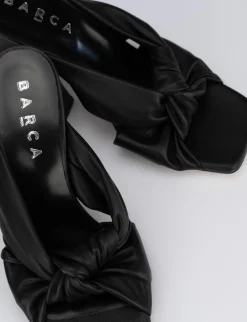 Ciabatta da passeggio tacco 8 cm nero pelle