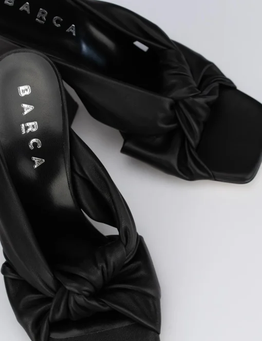 Ciabatta da passeggio tacco 8 cm nero pelle