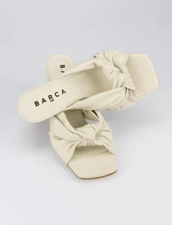 Ciabatta da passeggio tacco 8 cm bianco pelle