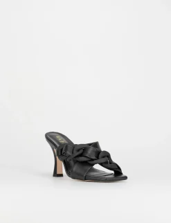 Ciabatta da passeggio tacco 8.5 cm nero pelle