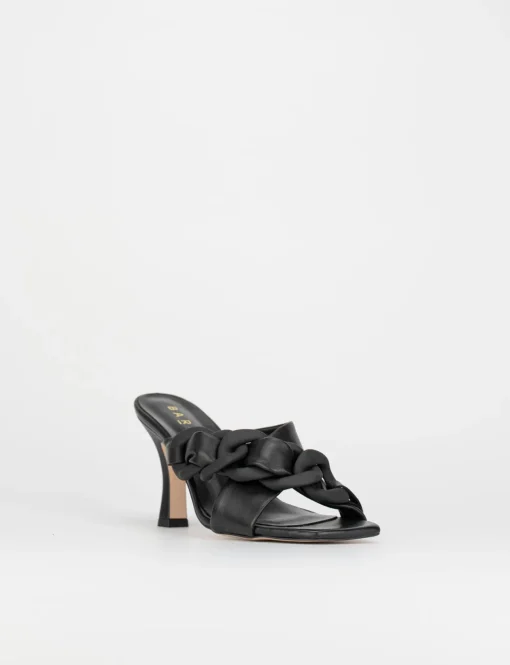 Ciabatta da passeggio tacco 8.5 cm nero pelle