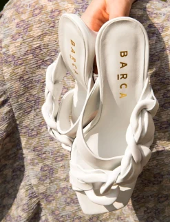 Ciabatta da passeggio tacco 8.5 cm bianco pelle