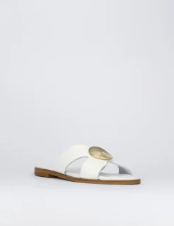 Ciabatta da passeggio tacco 1 cm bianco pelle
