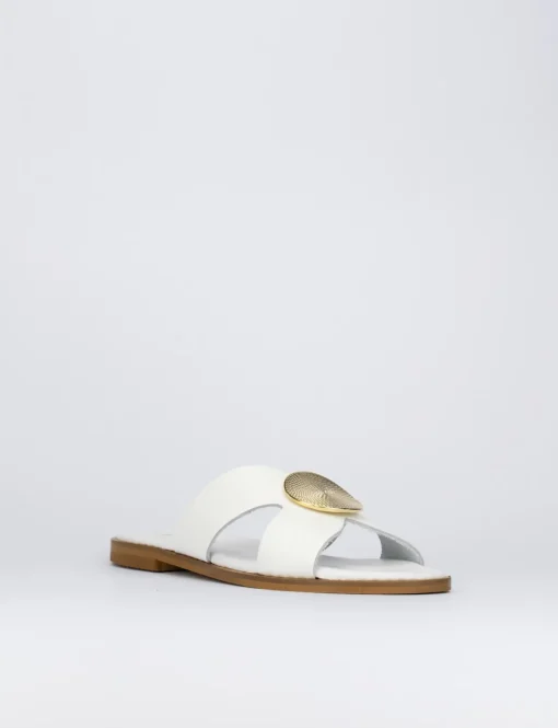 Ciabatta da passeggio tacco 1 cm bianco pelle