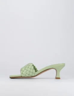 Ciabatta passeggio tacco 5 cm verde pelle