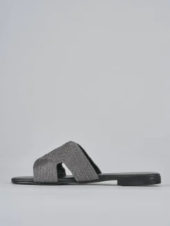Ciabatta tacco 1 cm grigio pelle
