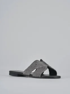 Ciabatta tacco 1 cm grigio pelle