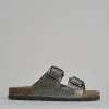 Ciabatta tacco 1 cm argento pelle