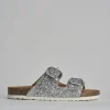 Ciabatta tacco 1 cm argento glitter