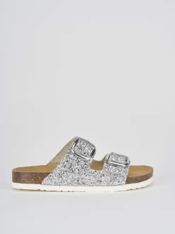 Ciabatta tacco 1 cm argento glitter