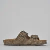 Ciabatta tacco 1 cm beige tessuto