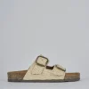 Ciabatta tacco 1 cm beige tessuto