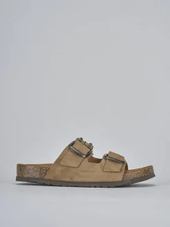 Ciabatta tacco 1 cm beige camoscio