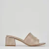 Ciabatta tacco 5 cm beige pelle