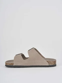 Ciabatta tacco 1 cm beige camoscio