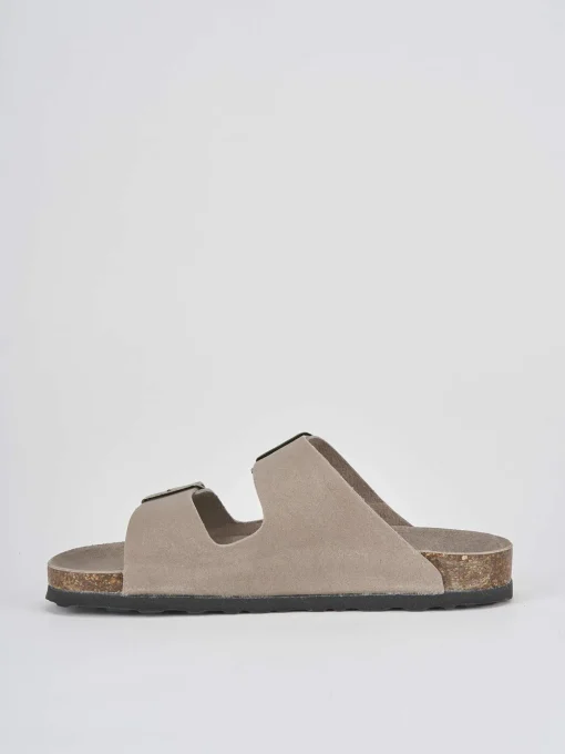 Ciabatta tacco 1 cm beige camoscio