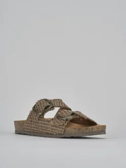 Ciabatta tacco 1 cm beige tessuto