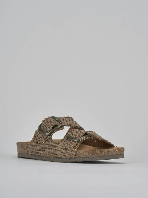 Ciabatta tacco 1 cm beige tessuto
