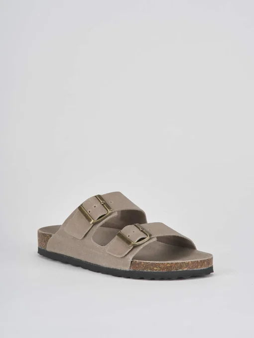 Ciabatta tacco 1 cm beige camoscio