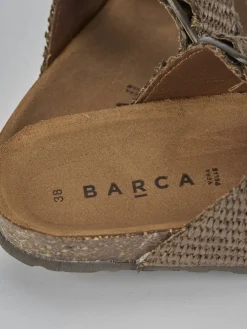 Ciabatta tacco 1 cm beige tessuto