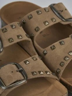 Ciabatta tacco 1 cm beige camoscio