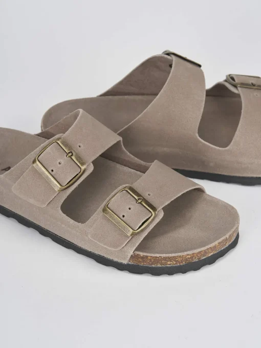 Ciabatta tacco 1 cm beige camoscio