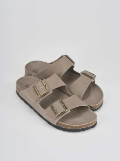 Ciabatta tacco 1 cm beige camoscio