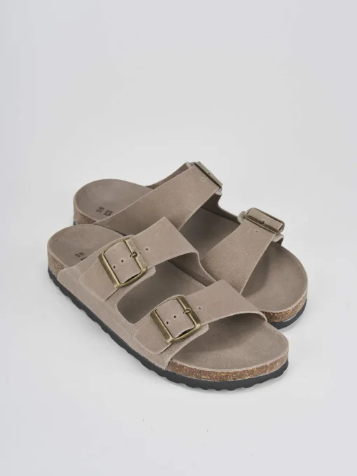 Ciabatta tacco 1 cm beige camoscio