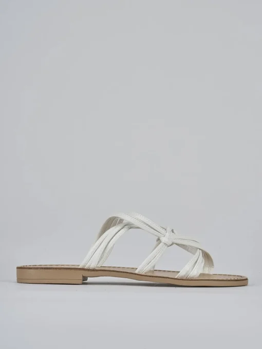 Ciabatta tacco 1 cm bianco pelle